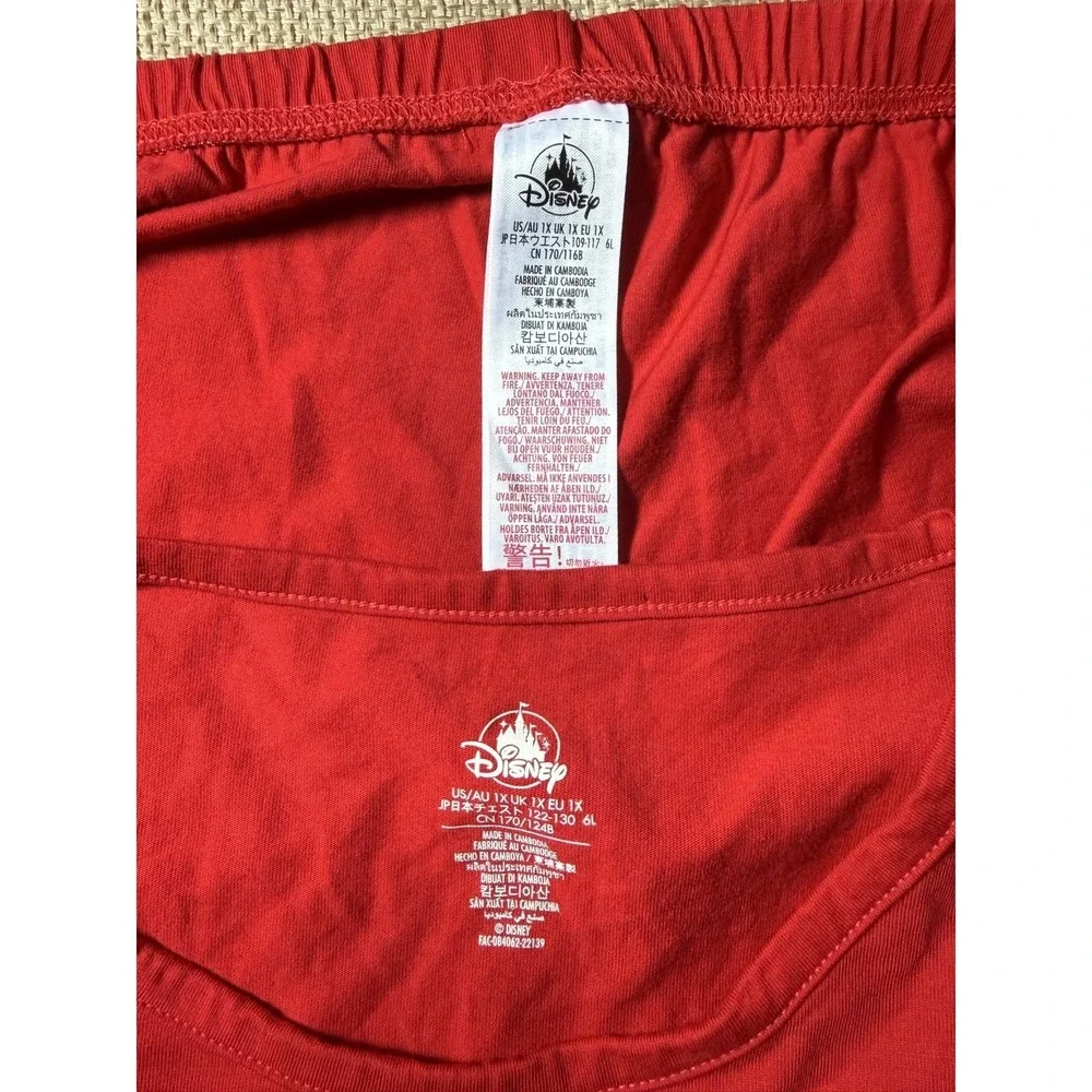 Disney Parks Minnie Mouse Lounge Set XL Red Top Shorts Pajamas Lightweight - Picture 6 of 12